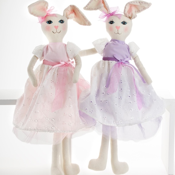Linen Bunny Rabbit Doll   21"  New   *Choice Pink or Lilac * - Picture 1 of 3